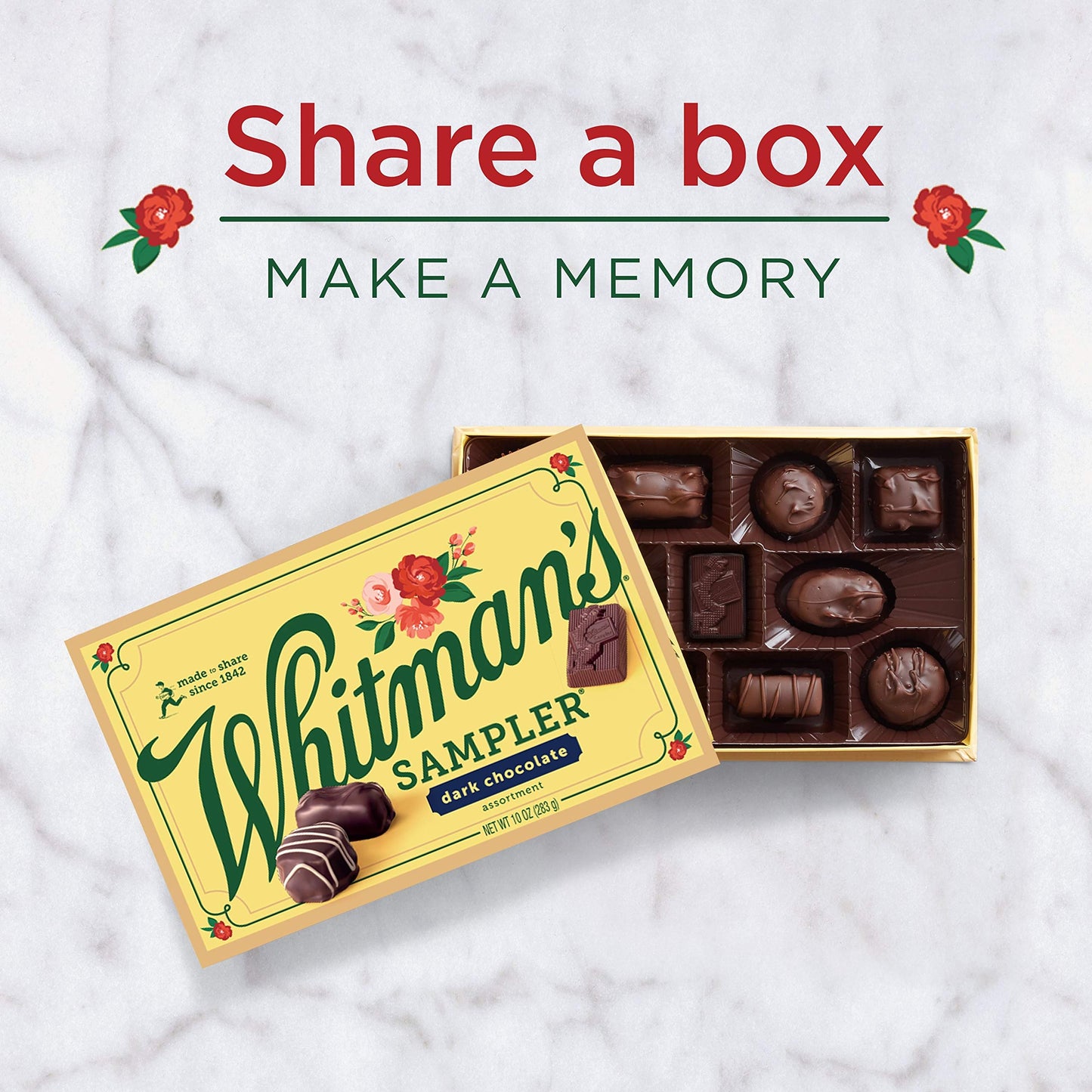 Whitmans Sampler gift Box Dark chocolate Assortment 10 Ounce (22 Pieces)