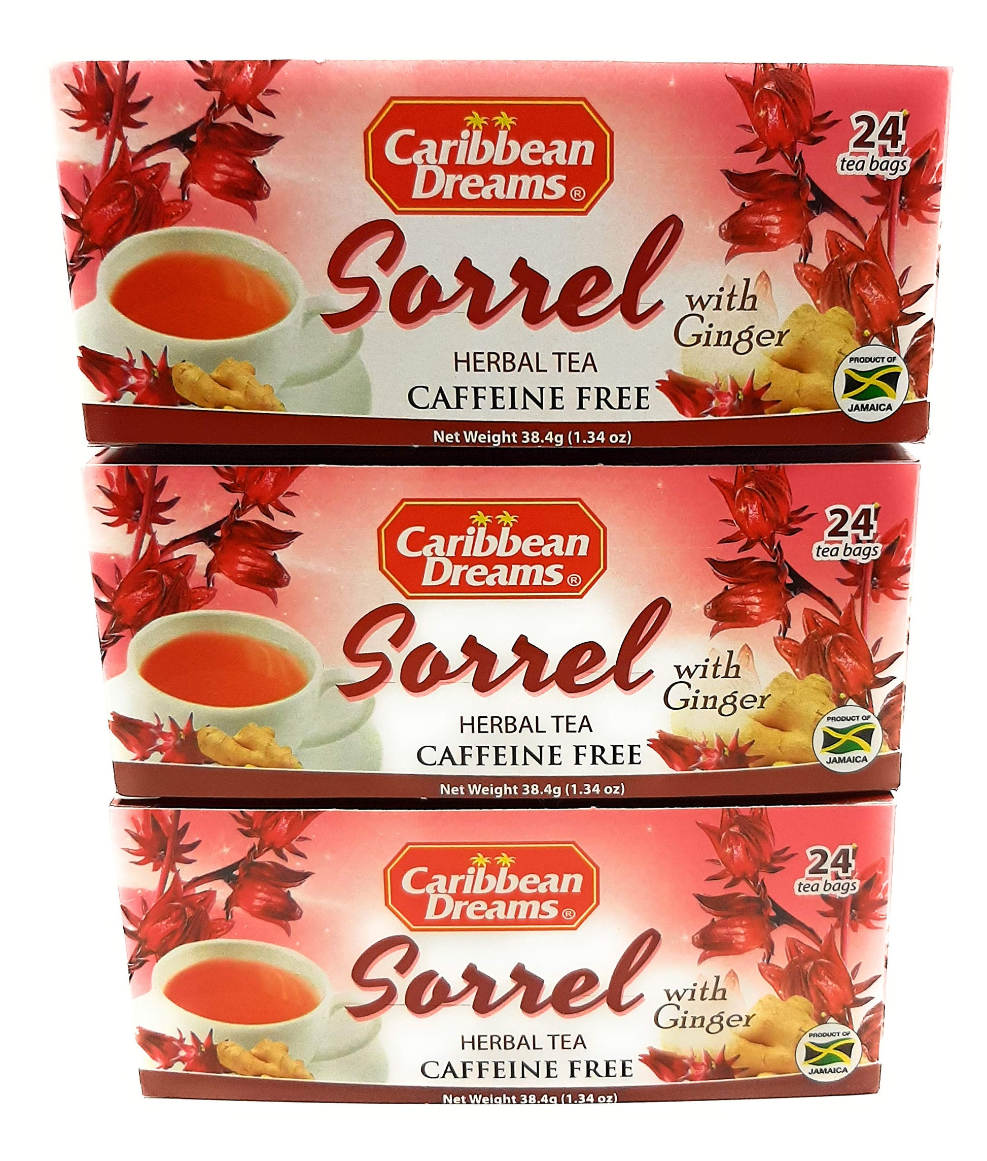 Caribbean Dreams Sorrel & Flavor Blendger Tea  24 Tea Bags (Pack Of 3)