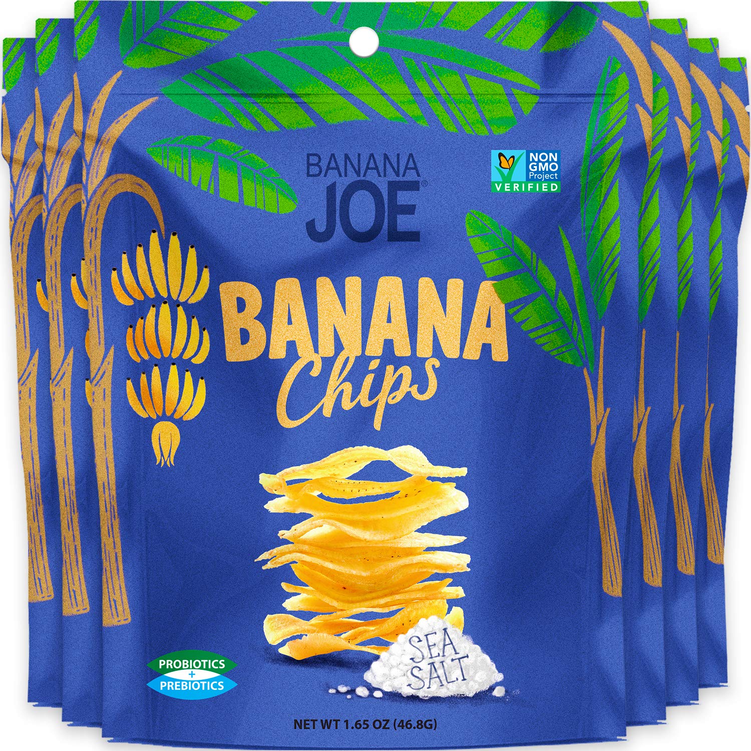 Banana Joe Banana Chips, Gluten Free Vegan Snacks, 1.65 oz Pack of 6