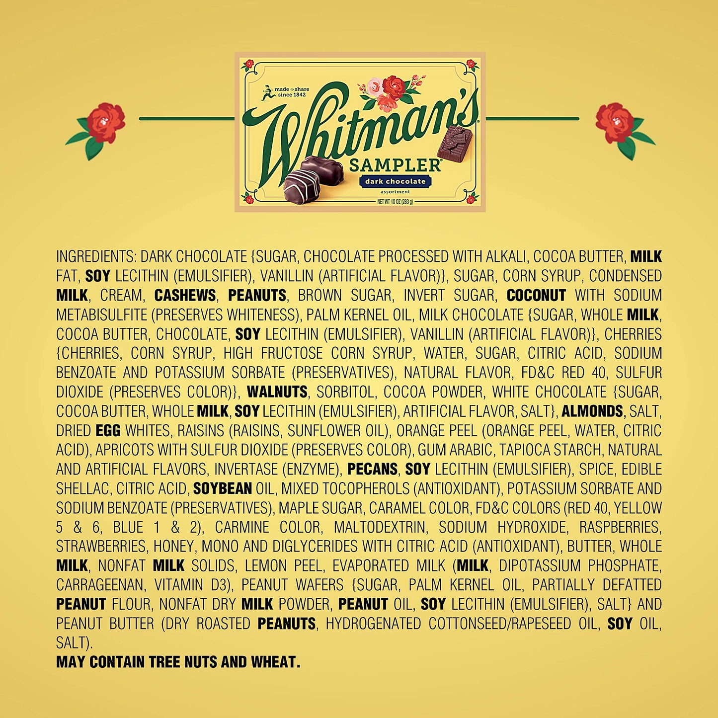 Whitmans Sampler gift Box Dark chocolate Assortment 10 Ounce (22 Pieces)