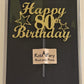 80 Birthday Cake Topper Gold Glitter, Party Decoration Ideas, Premium Quality, Sturdy Doubled Sided Glitter, Acrylic Stick. Made