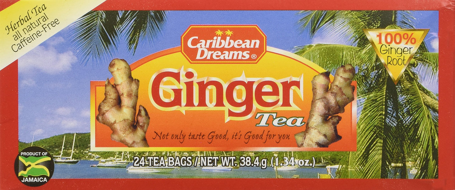 Caribbean Dreams Ginger Tea, Herbal Caffeine Free, 24 Tea Bags, Model 387CC