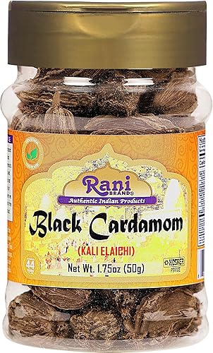 Rani Black Cardamom Pods (Kali Elachi) Whole Indian Spice 1.75Oz (50G) Pet Jar ~ All Natural | Vegan | Gluten Friendly | Non-Gmo | Indian Origin ~ Smokey | Tsaoko | Cao Guo | Bach Dan Khau | Badi
