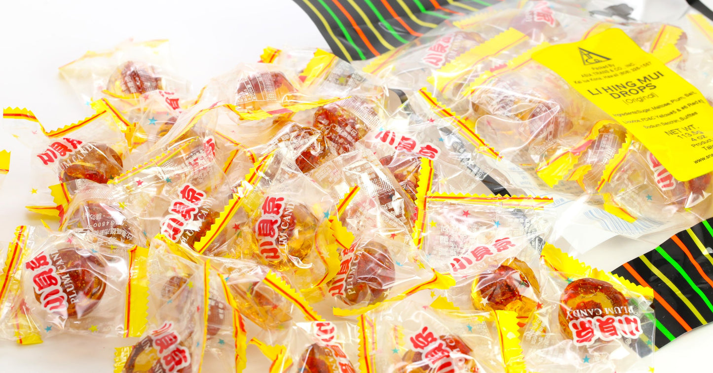 Asia Trans & Co. Golden Plum Crack Seed Drops - Sweet, Sour & Salty Dried Candy - 3 Pound Pack