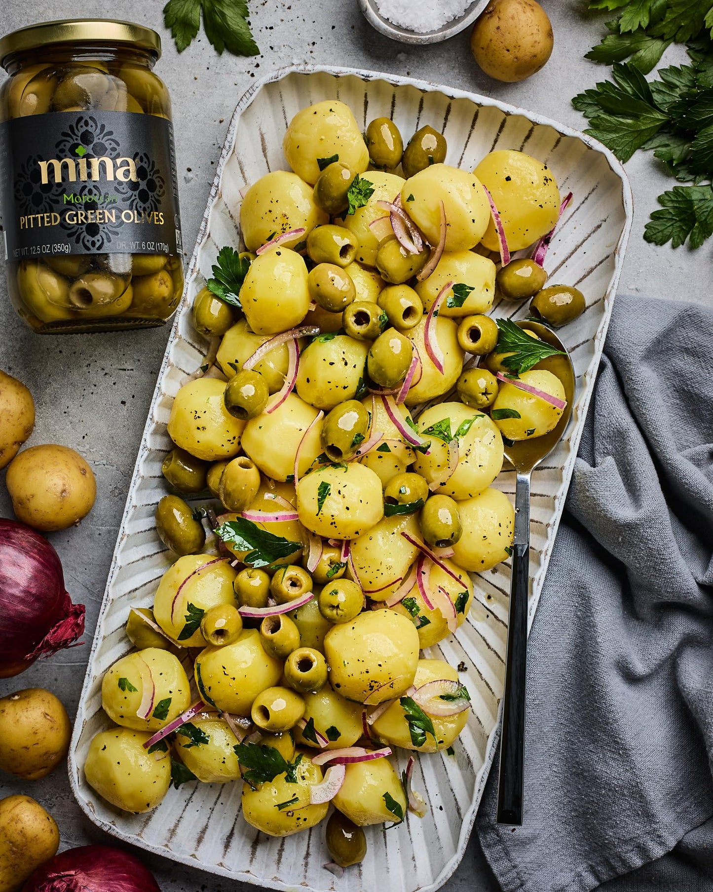Mina Pitted Green Olives - Naturally Cured, Gluten Free, Low Carb, Vegan, Non-GMO, 12.5 oz, Pack of 6
