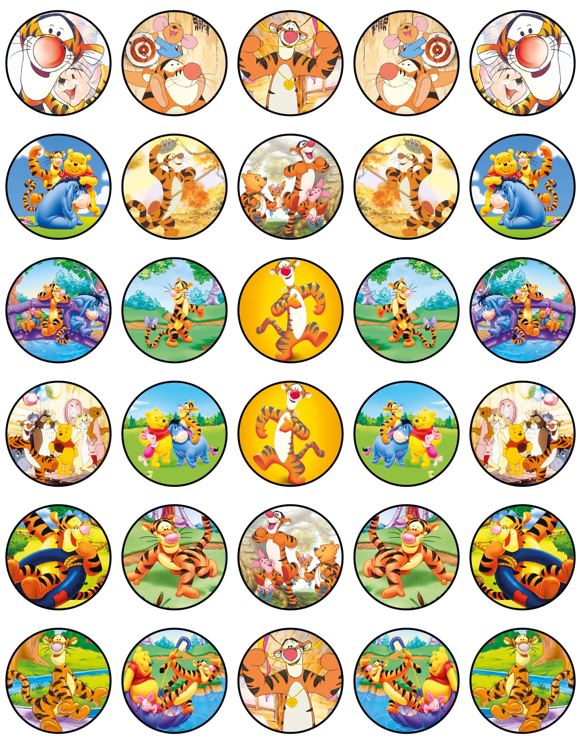 30 X Edible Cupcake Toppers - Honey Bear Inspired Collection Of Edible Cake Decorations | Uncut Edible On Wafer Sheet
