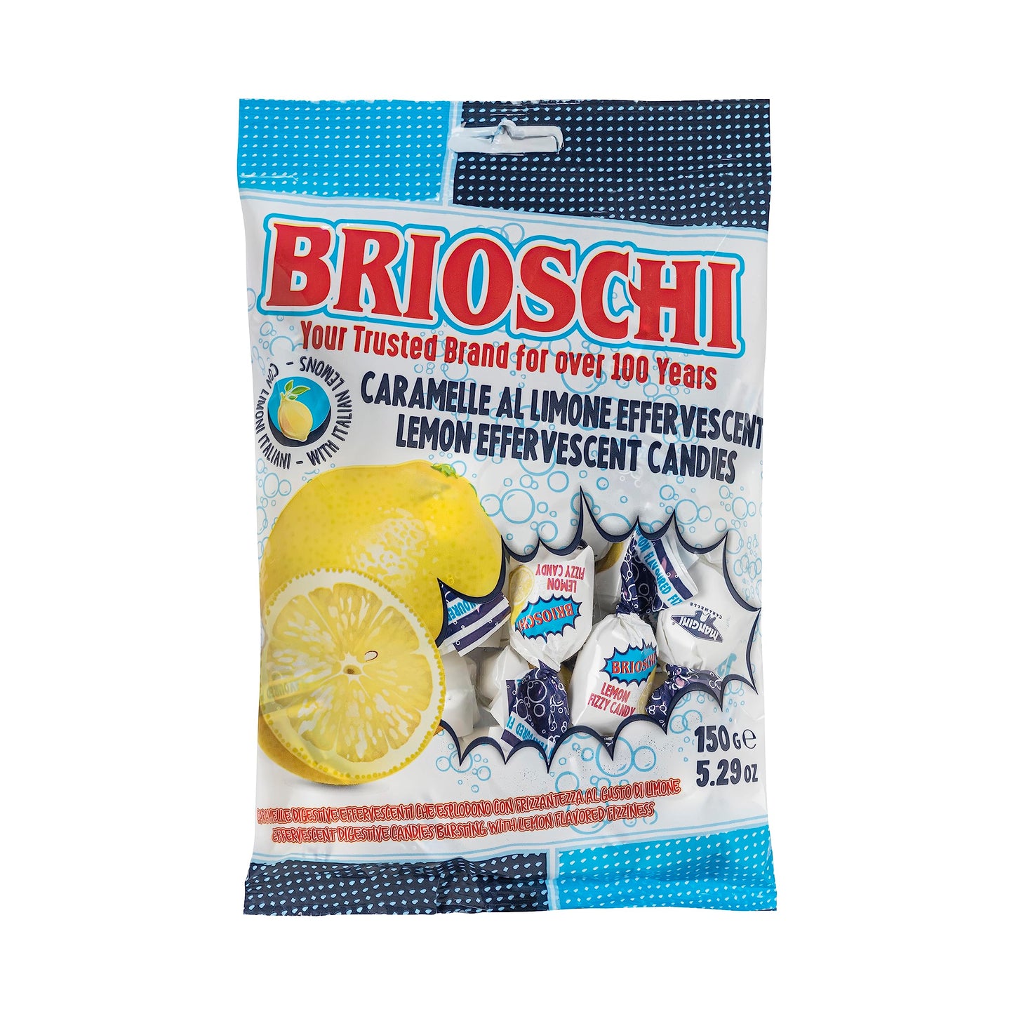 Brioschi Lemon Flavored Effervescent Fizzy Digestive Italian Candies (5.29 Oz)