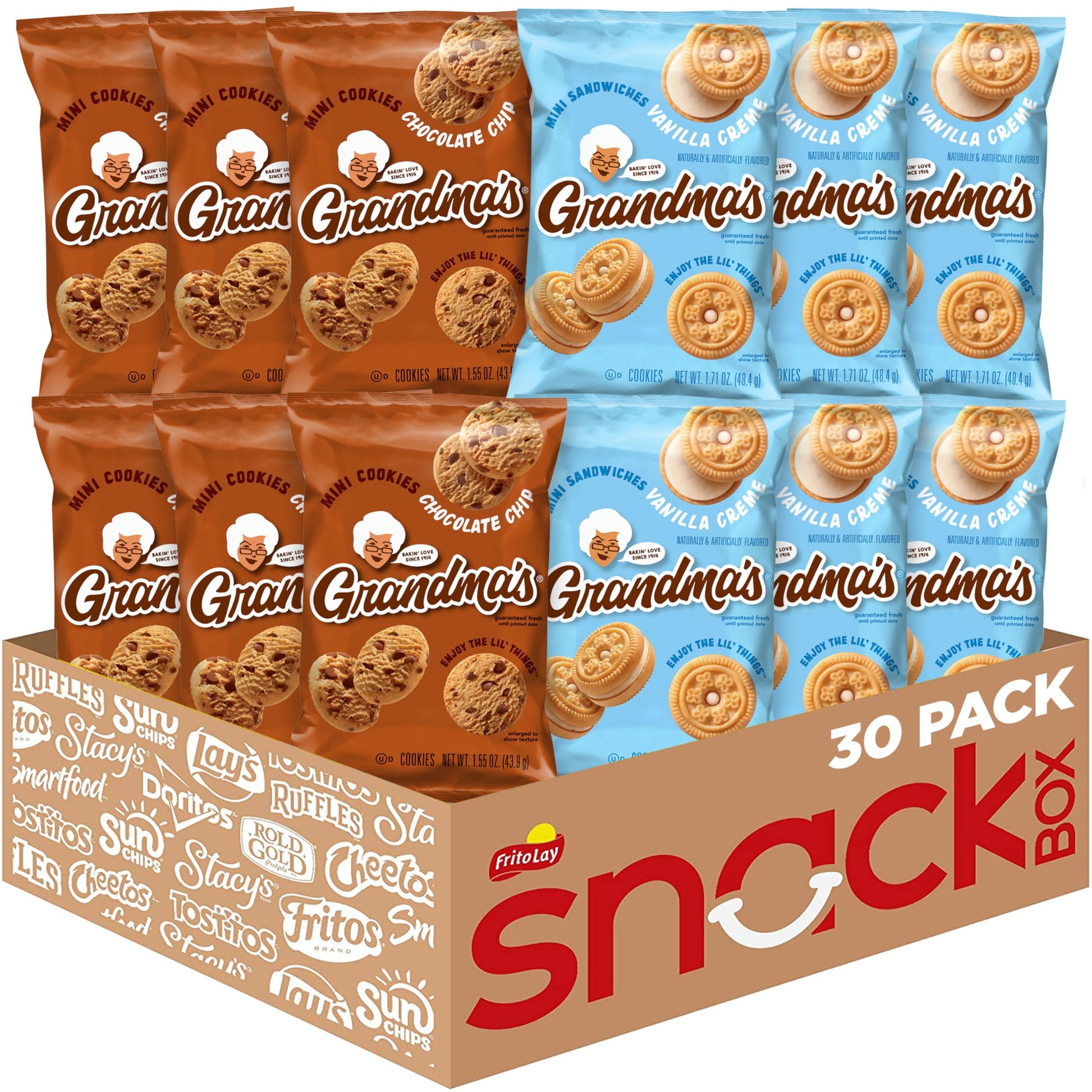 Grandmas Cookies, Mini Cookies Variety Pack, (Pack of 30)