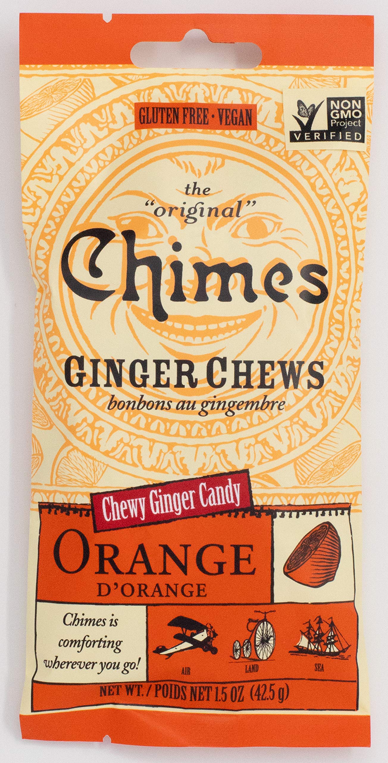 Chimes Ginger Chews - Orange Citrus - 1.5 Oz - Case Of 12