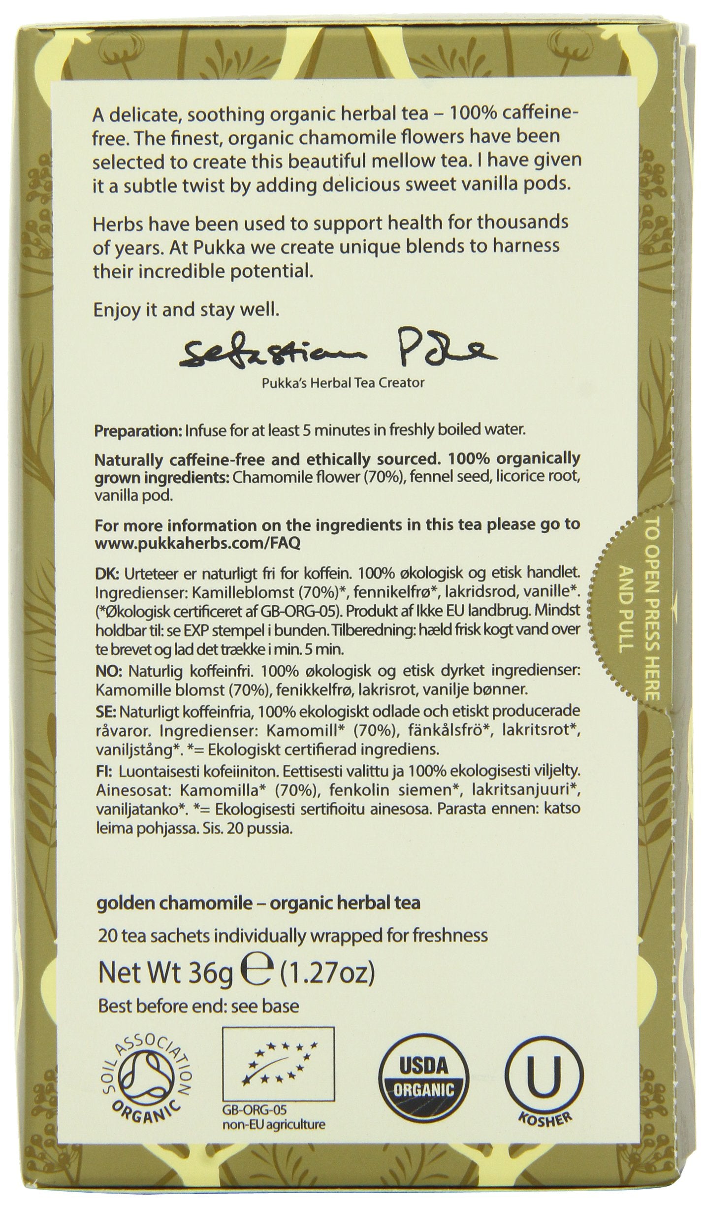 Pukka Herbal Teas -Chamomile, Vanilla & Manuka Honey 20 Bags