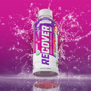 RECOVER 180 Organic Sports Hydration Drink, No Sugar Added, 15 Calories, 16.9 Fl Oz (Pack of 12), Super Berry Flavor