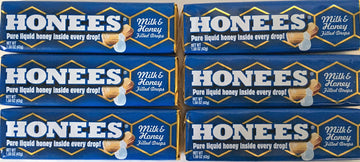 Honees All Natural Milk & Honey Flavor Honey Filled Drops 9 Count (Pack Of 6)