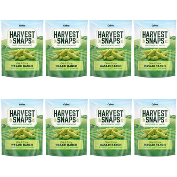 Harvest Snaps Veggie Chips (Wasabi Snack Crisps) | Powered By Plant Protein, Gluten Free Baked Vegetable Crisps | Made In Usa (8 Snack Packs)