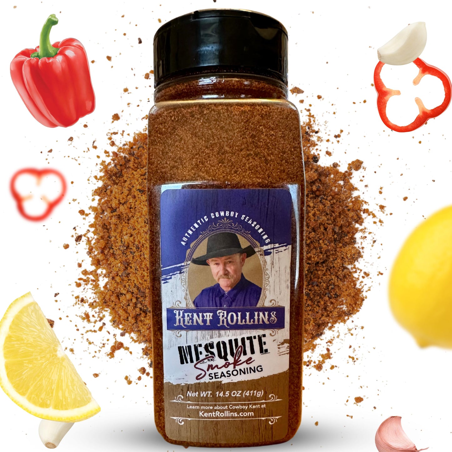 Kent Rollins Mesquite Smoke Seasoning - Gluten Free Dry Rub for Meat, Beans & Popcorn - 14.5 oz