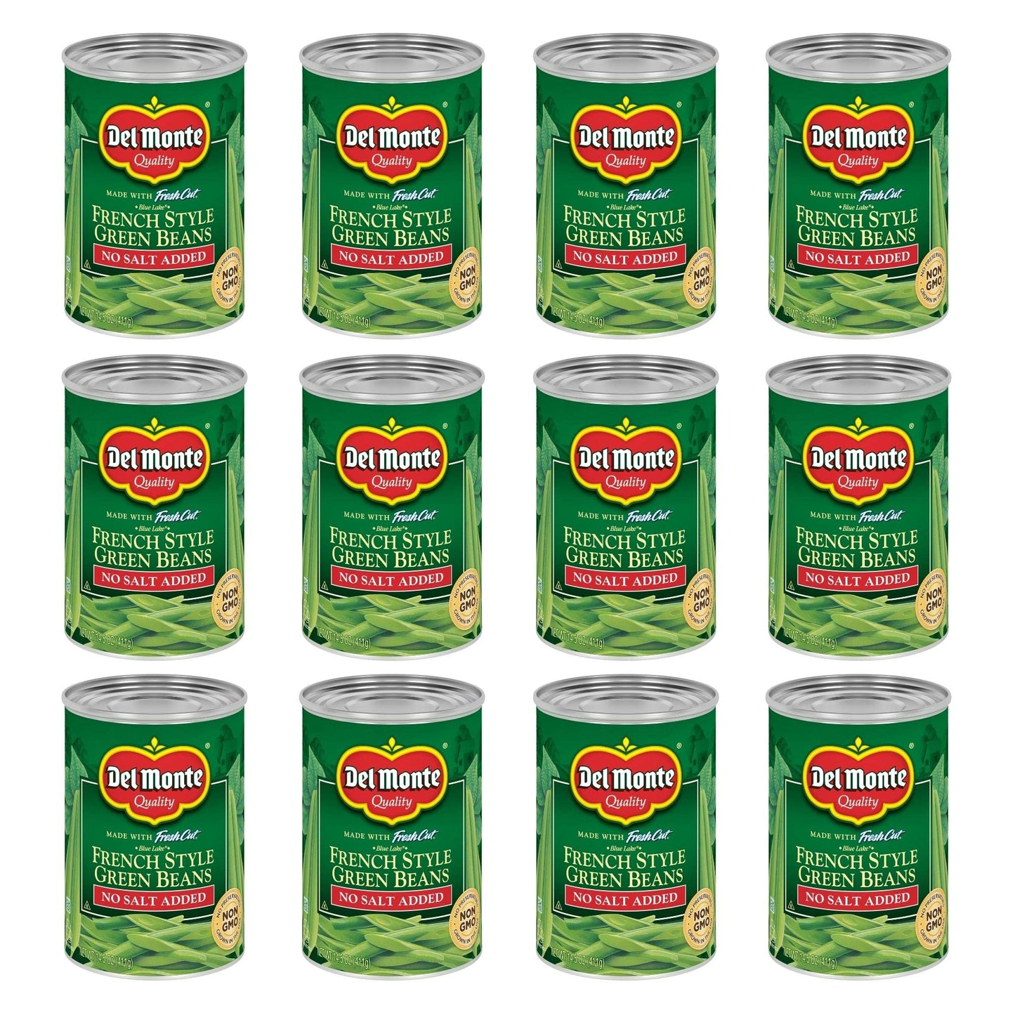 Del Monte FRESH CUT BLUE LAKE French Style Green Beans, No Salt Added Canned Vegetables, 12 Pack, 14.5 oz Can