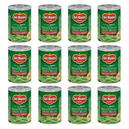 Del Monte FRESH CUT BLUE LAKE French Style Green Beans, No Salt Added Canned Vegetables, 12 Pack, 14.5 oz Can