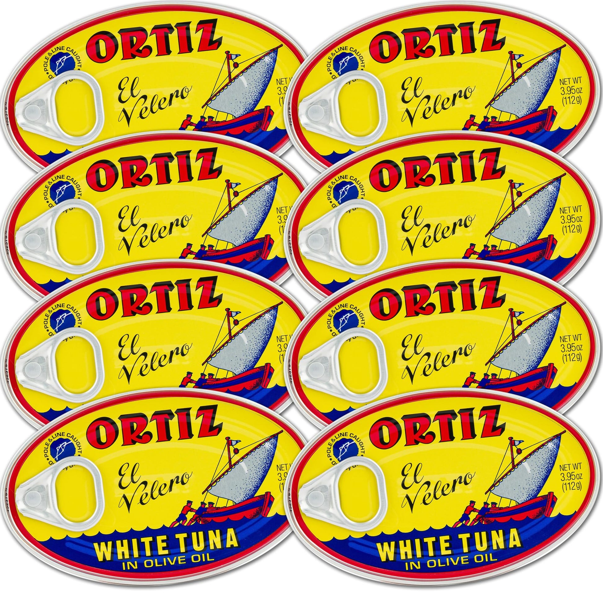 Ortiz White Tuna in Olive Oil, High in Protein, 3.95 oz Can, Pack of 8