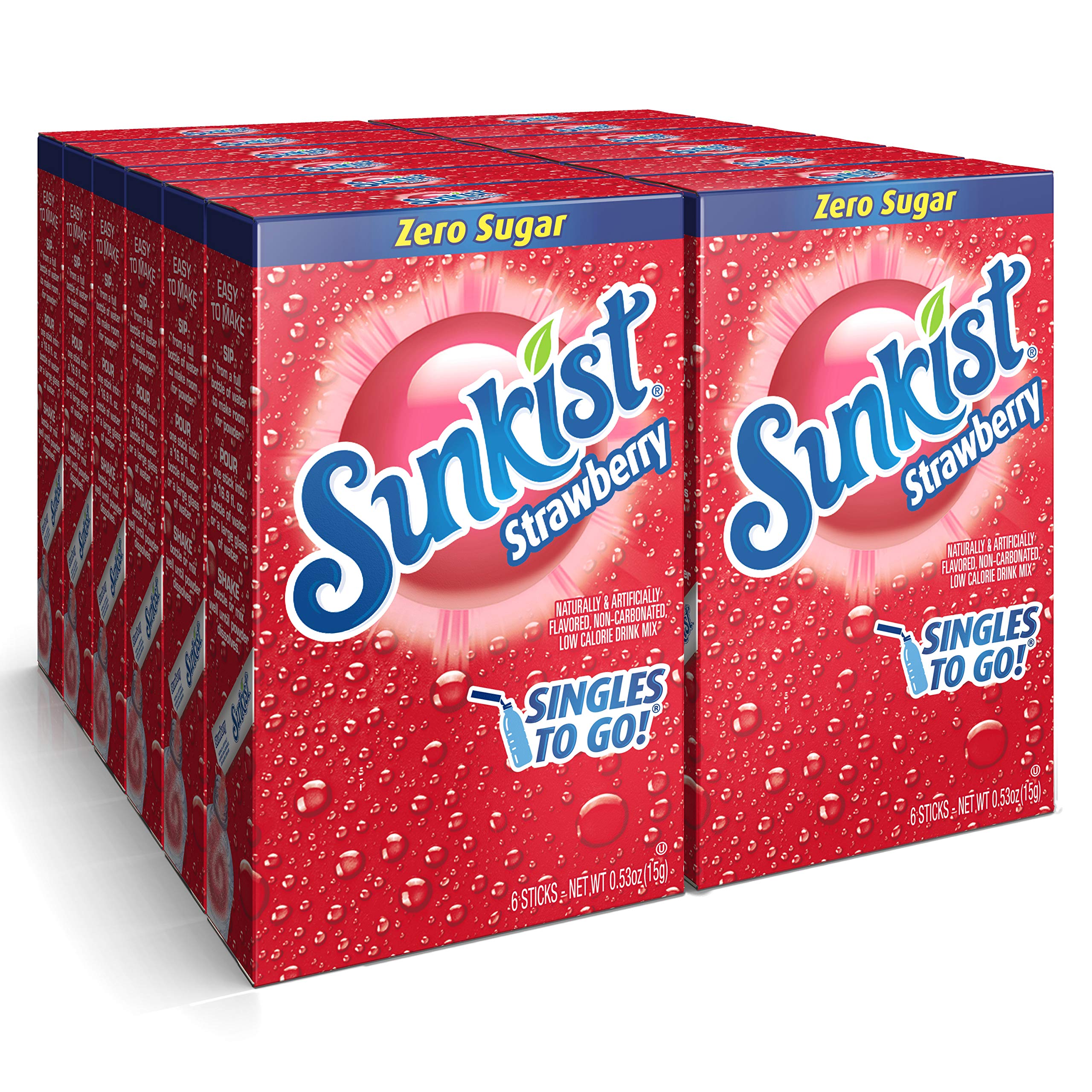 SINGLES TO GO! Sunkist Soda Drink Mix, Strawberry, 12 Boxes, 72 Servin ...