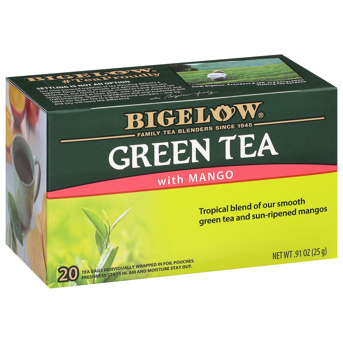 Bigelow Tea Green Tea with Mango, Caffeinated, 20 Count Box (Pack of 6), 120 Total Tea Bags
