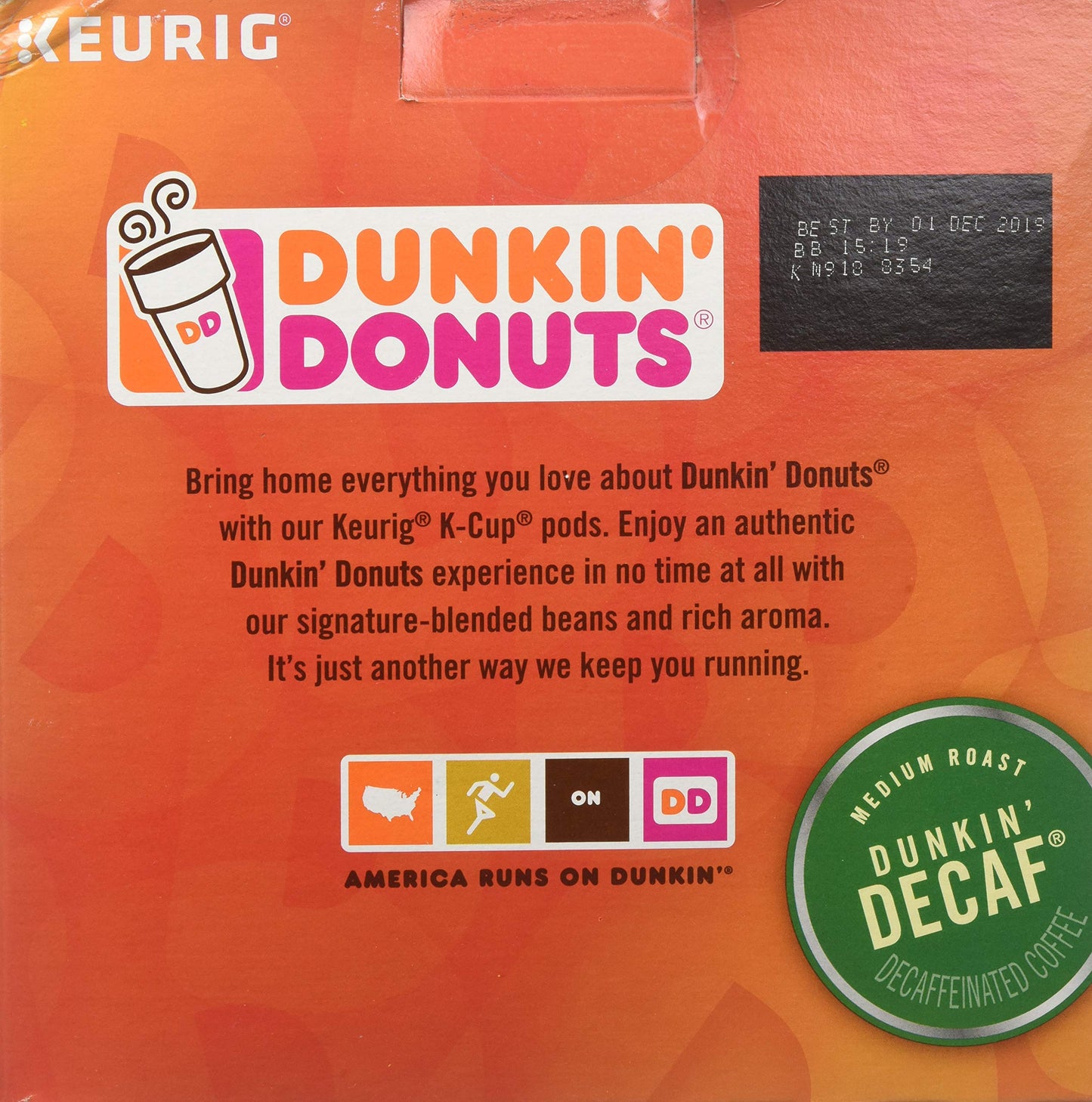 Dunkin Donuts Decaf Medium Roast Coffee K-Cup Pods 44 Count, Model STL24306977