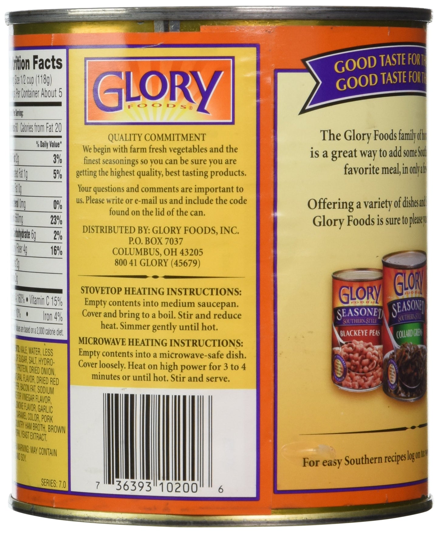 Glory Foods, Seasoned, Kale Greens, 27oz Can (Pack of 4)