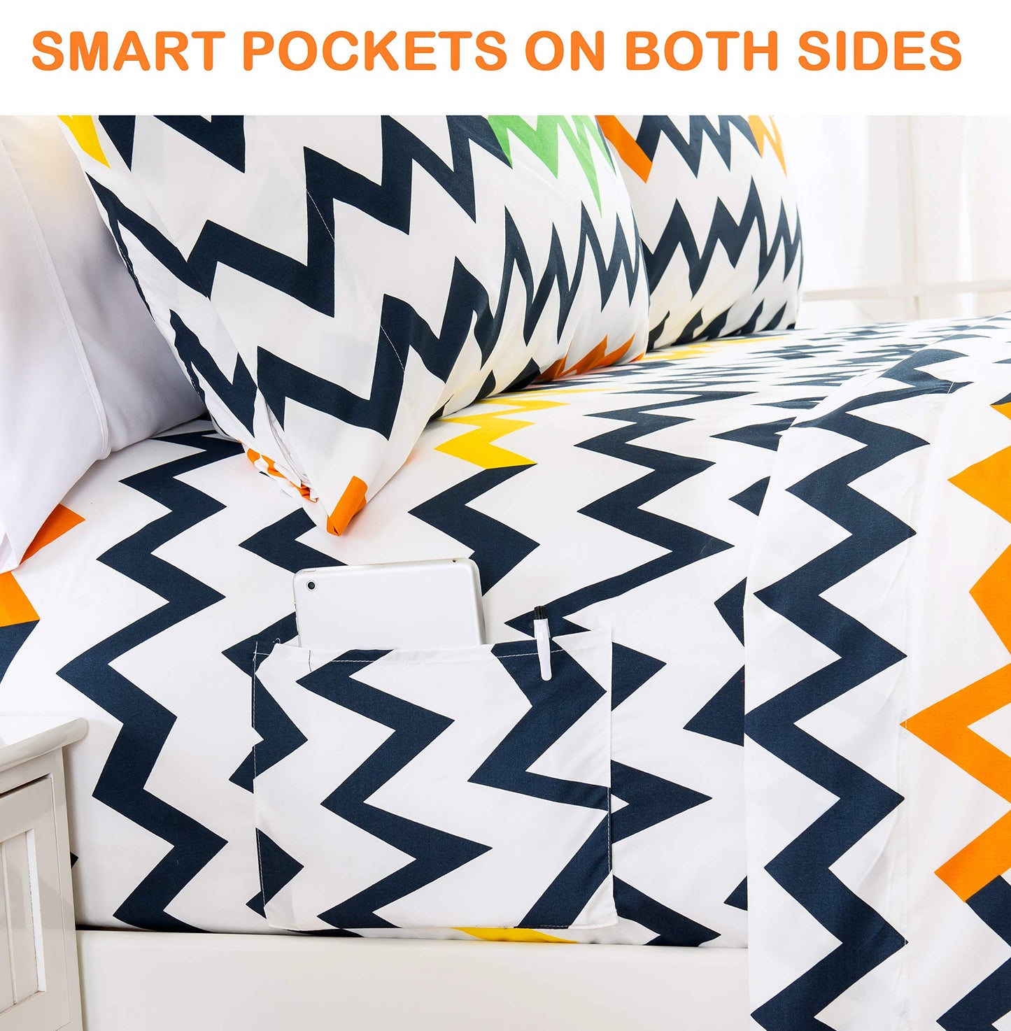Elegant Comfort Luxury Soft Bed Sheets Chevron Pattern 1500 Thread Count Percale Egyptian Quality Softness Wrinkle And Fade Resi