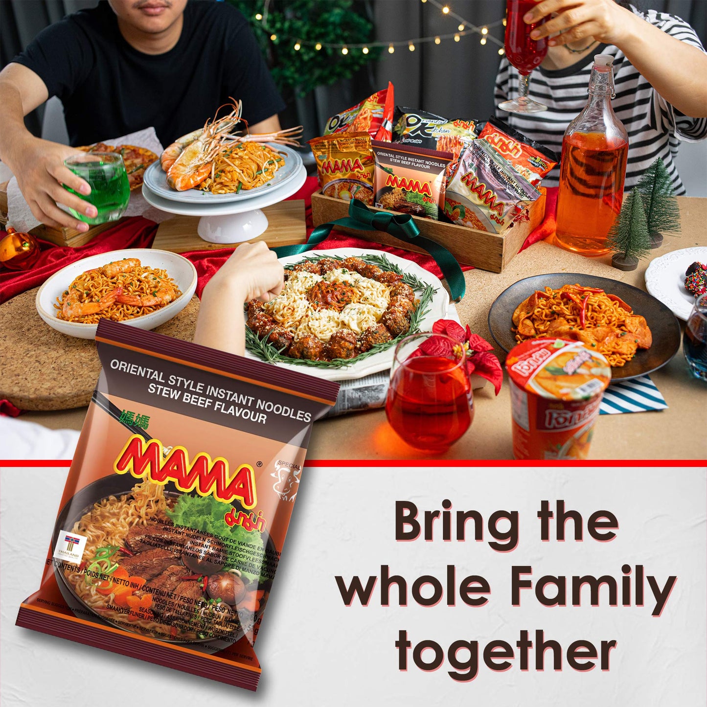 Mama Noodles Beef Stew Instant Spicy Noodles W/Delicious Thai Flavors, Hot & Spicy Noodles, No Trans Fat W/Fewer Calories Than D