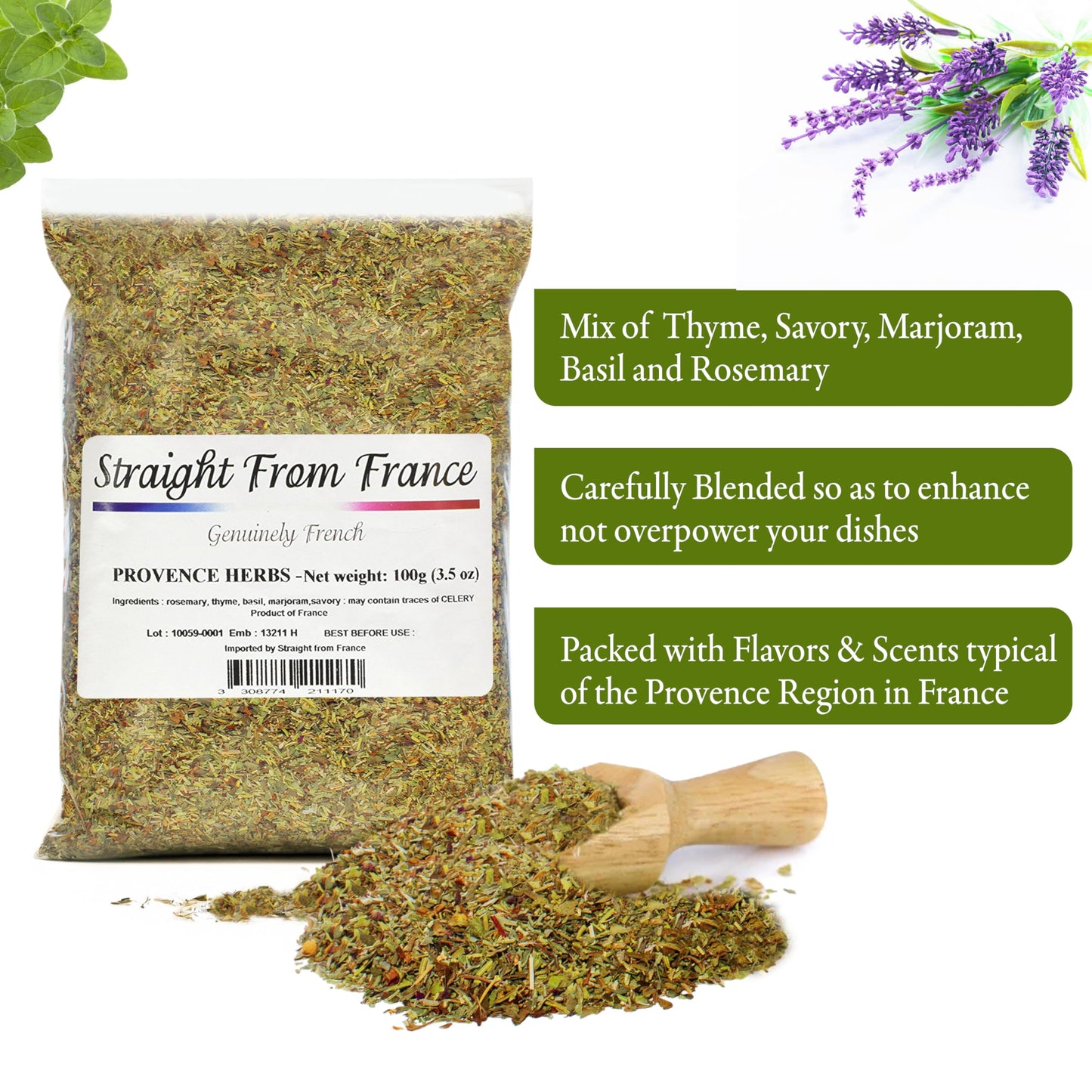 Straight From France Genuinely French, Provence Herbs Mix Seasoning from France 3.5oz