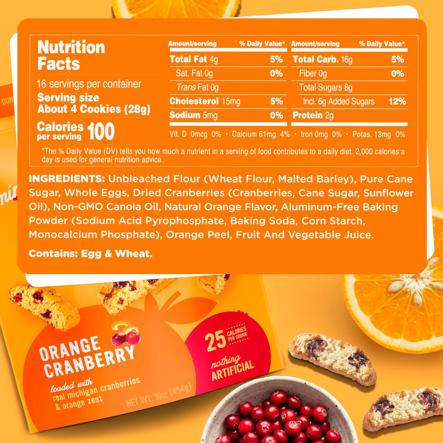 Cooper Street Twice-Baked Orange Cranberry Biscotti Cookies (16 oz) - Over 50 Biscotti per Bag Loaded with Real Fruit, Tradition