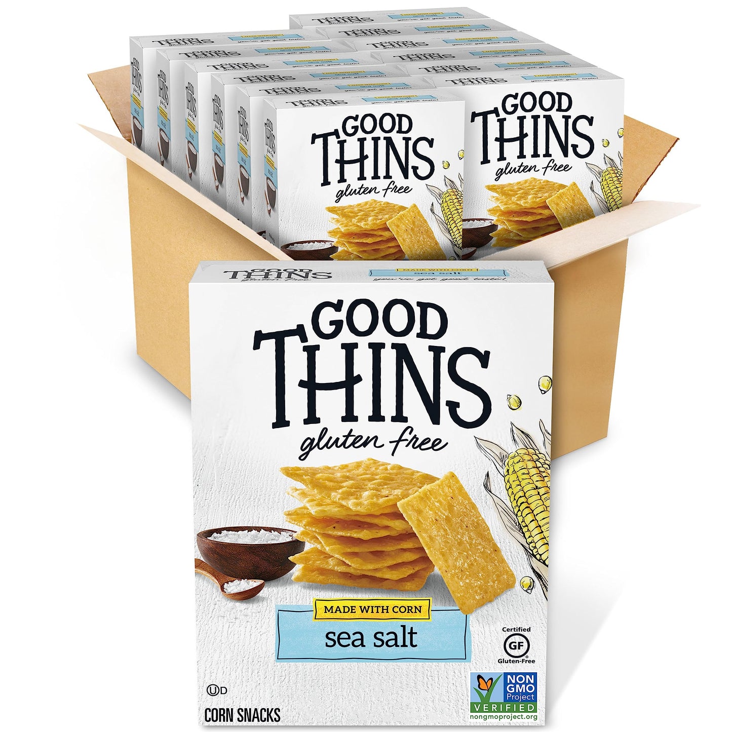 Good Thins Sea Salt Corn Snacks Gluten Free Crackers, 12 - 3.5 oz Boxes