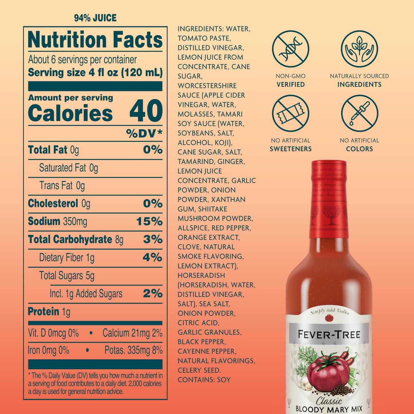 FEVER-TREE Classic Bloody Mary Mix, 25.36 FZ (Pack Of 6)