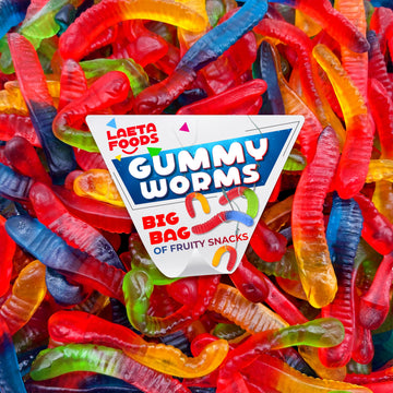 Gummy Worms Candy, Assorted Fruit Flavored (1 Pound Bag)