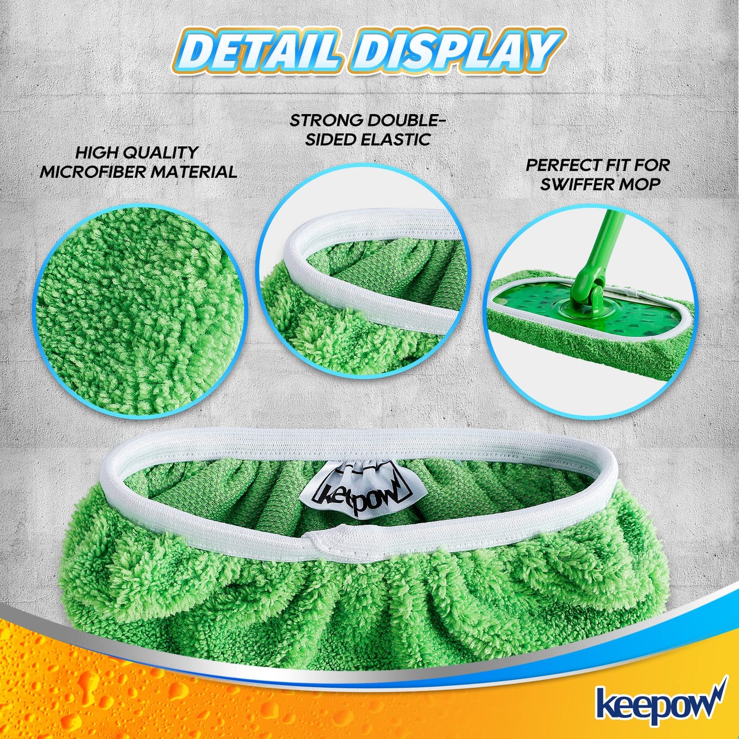 Keepow Reusable Wet Pads Refills Compatible With Swiffer Sweeper Mop, Dry Sweeping Cloths, Microfiber Wet Mopping Cloths For Har