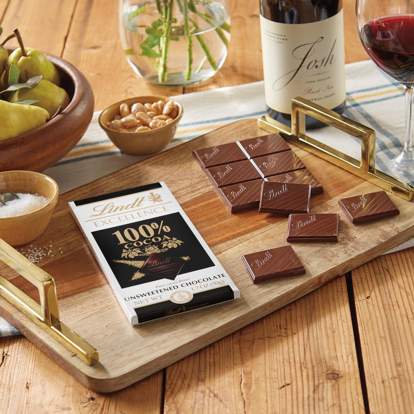 Lindt EXCELLENCE 100% Cocoa Dark Chocolate Bar, 1.7 oz, Pack of 18 - Ideal Mother’s Day Gift