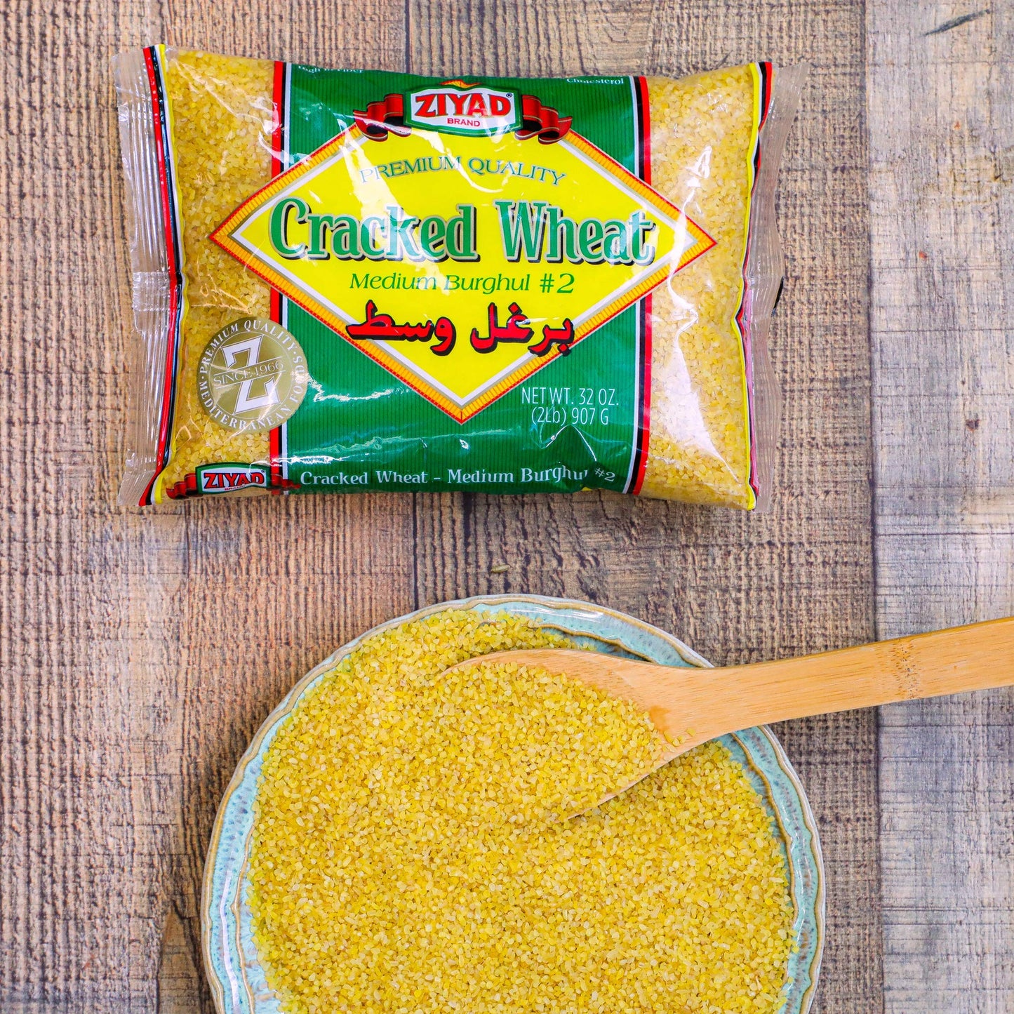Ziyad Cracked Wheat Number 2 Medium Bulgur, Bread Filler Perfect For Bread Crumbs, Oats, Tabouli, Kibbeh, Curries! 32Oz