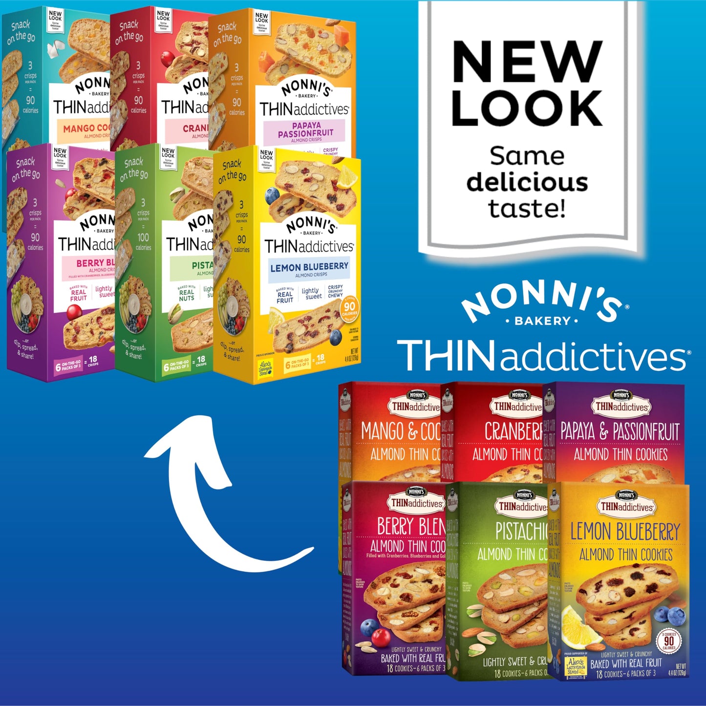 THINaddictives Variety 6 Pack - 6 Flavors w/ 18 Cookies Per Box - Sweet & Crunchy Almond Cookie Thins - Biscotti Italian Cookies