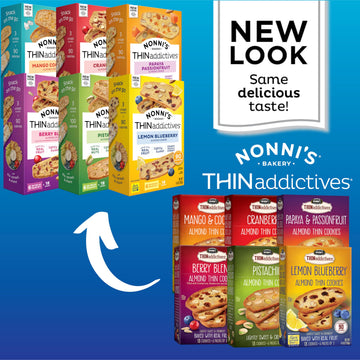 THINaddictives Variety 6 Pack - 6 Flavors w/ 18 Cookies Per Box - Sweet & Crunchy Almond Cookie Thins - Biscotti Italian Cookies
