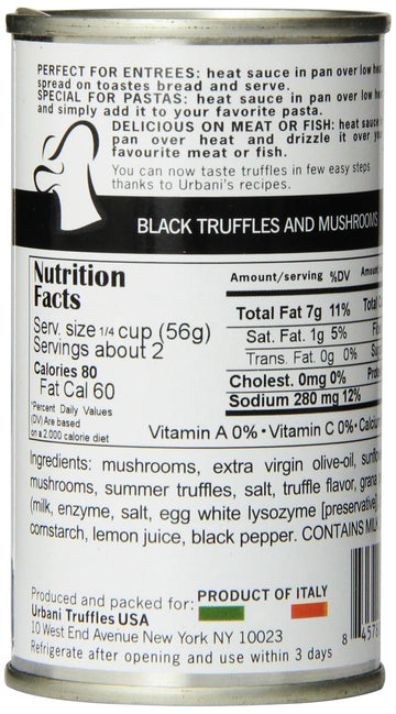 Urbani Truffles, Black Truffles and Mushrooms Sauce - Italian Gourmet Fusion | Ideal for Pasta, Fish and Grilled Meats | All Nat
