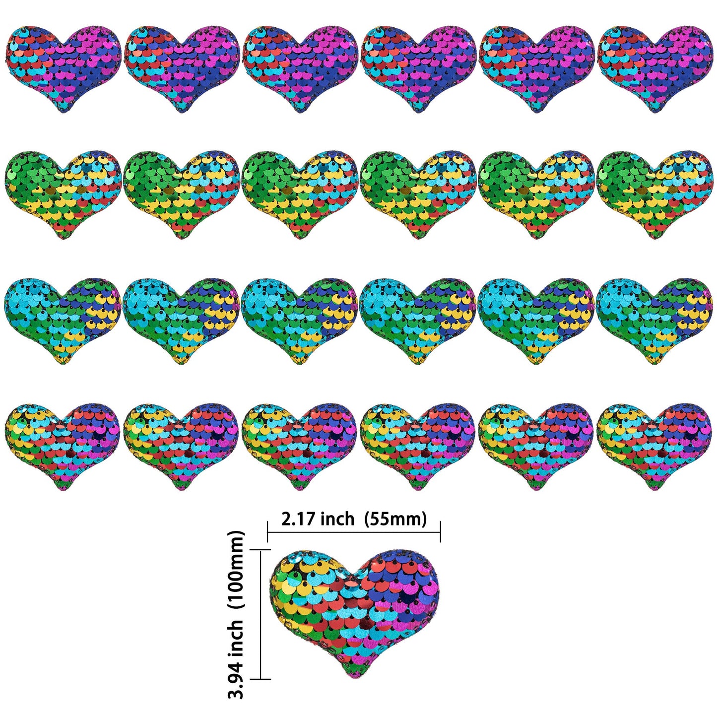 24Pcs Love Heart Cupcake Toppers Sequin Heart Multi Valentines Day Cupcake Picks Decorations For Valentine'S Day Theme Wedding E