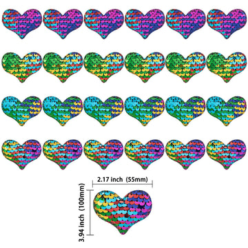 24Pcs Love Heart Cupcake Toppers Sequin Heart Multi Valentines Day Cupcake Picks Decorations For Valentine'S Day Theme Wedding E