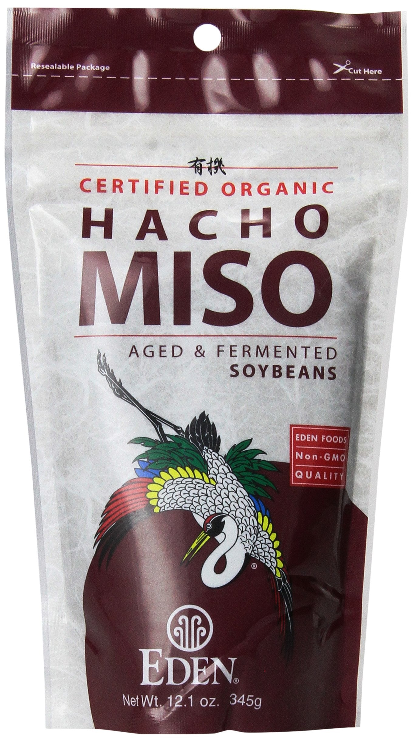 Eden Organic Hacho Miso, Traditionally Made in Japan, Soy, Koji, Rich in Umami, Dark Red, Aged 3 Years, Hatcho, 12.1 oz