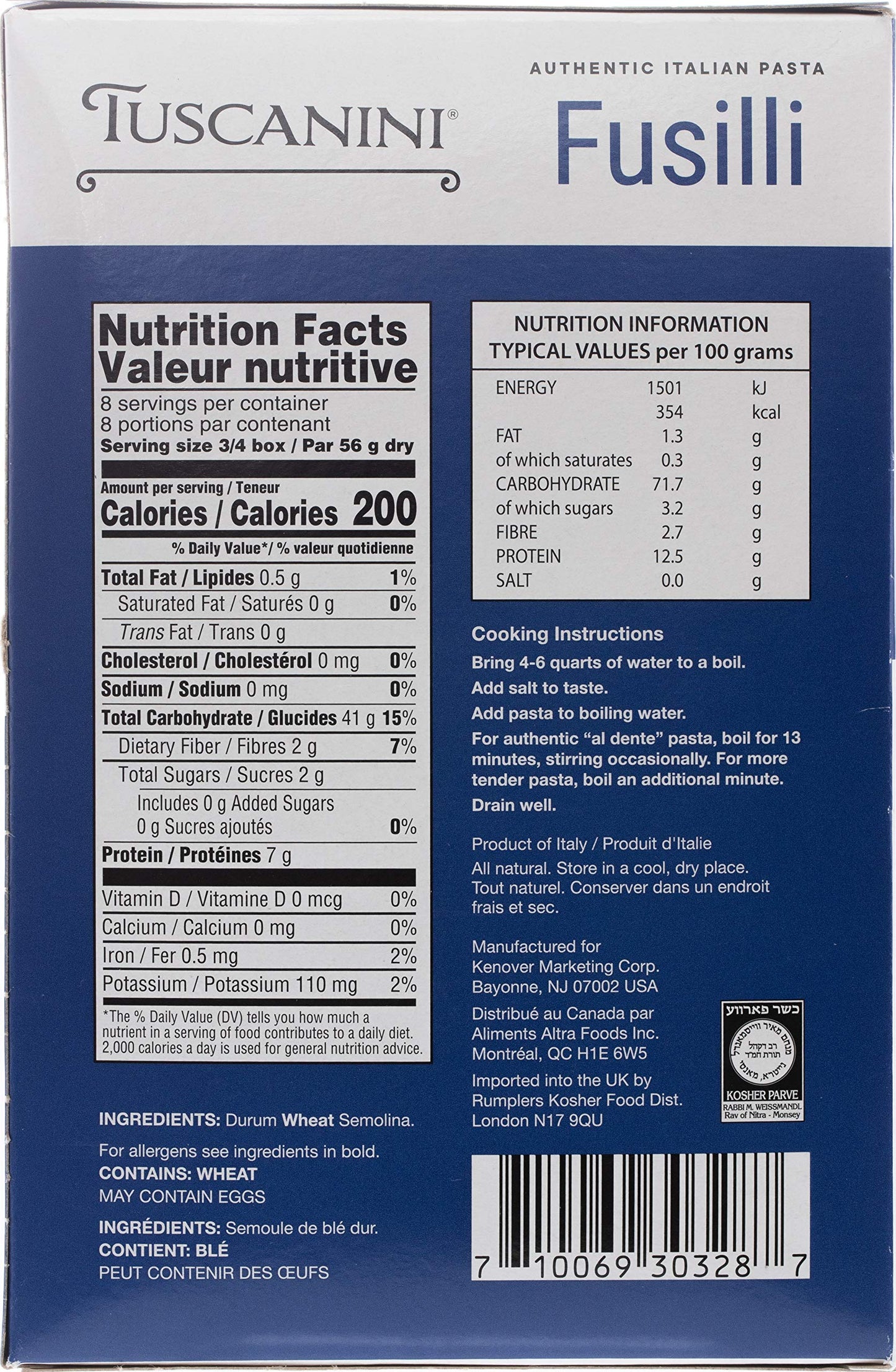 Tuscanini Fusilli Pasta, 16oz (Pack of 4), Made with Premium Duspirit-inspired flavor Wheat, Cooks in 13 Minutes