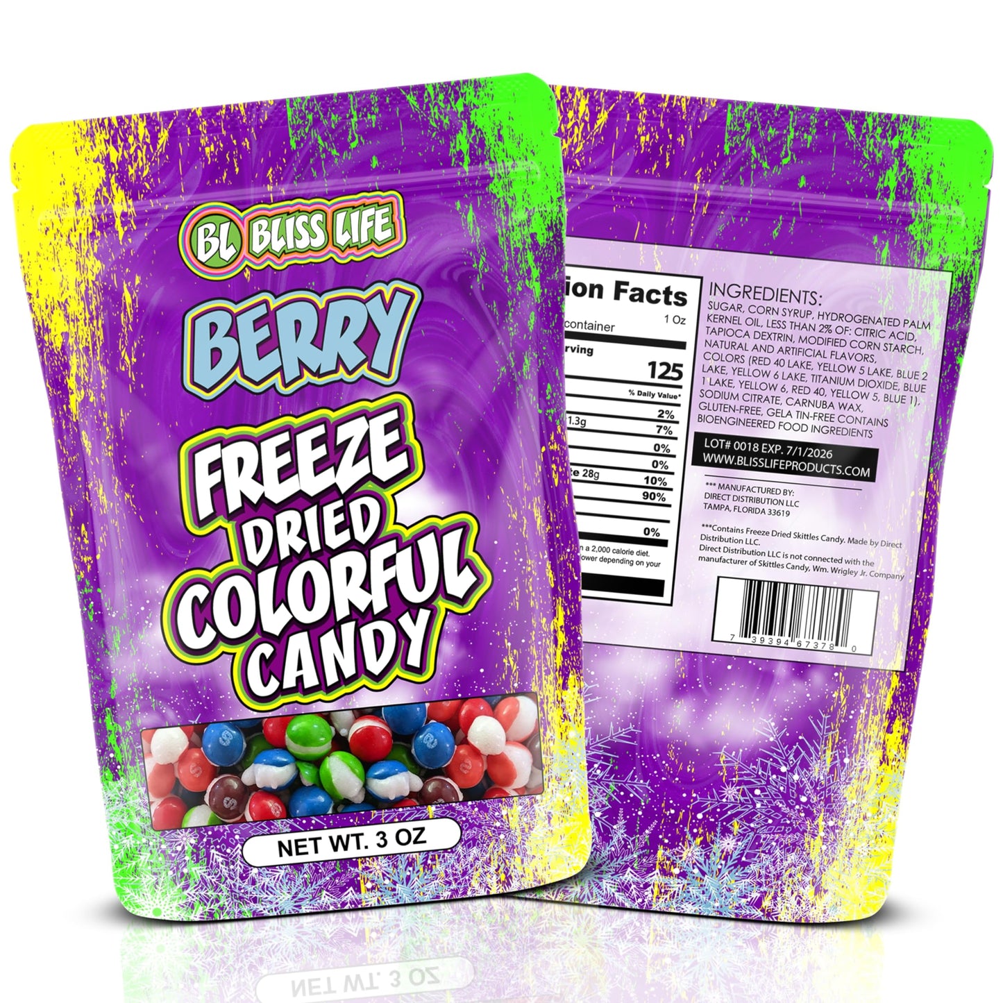 Bliss Life Freeze Dried Colorful Candy, Mixed Berry Sour Crunchy Sweet, For Parties, Classroom, Office, Goodie Bags, Snack For K