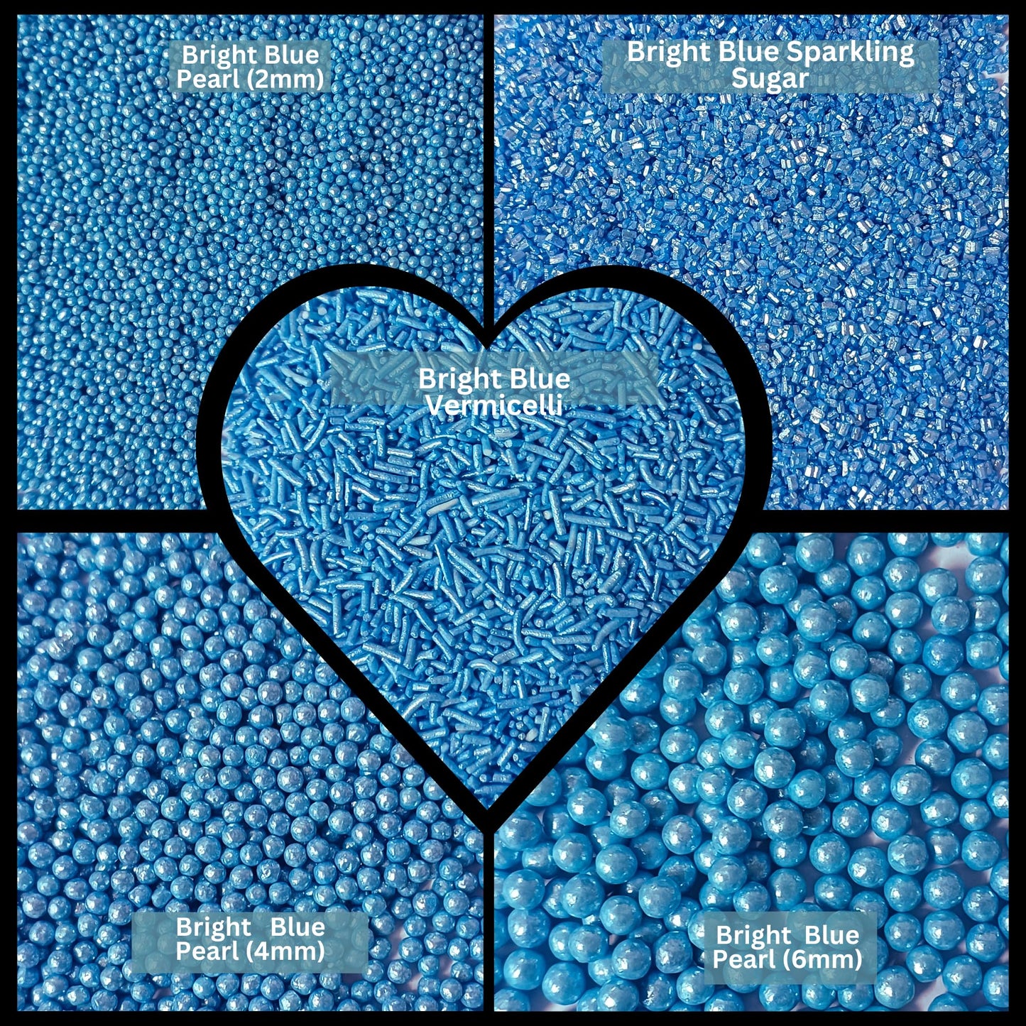 Confect Christmas Sprinkles - Assorted Pack Of 5 (Friday Evening Party Bright Blue Mix With Dragees, Jimmies & Sparkling Sugar)