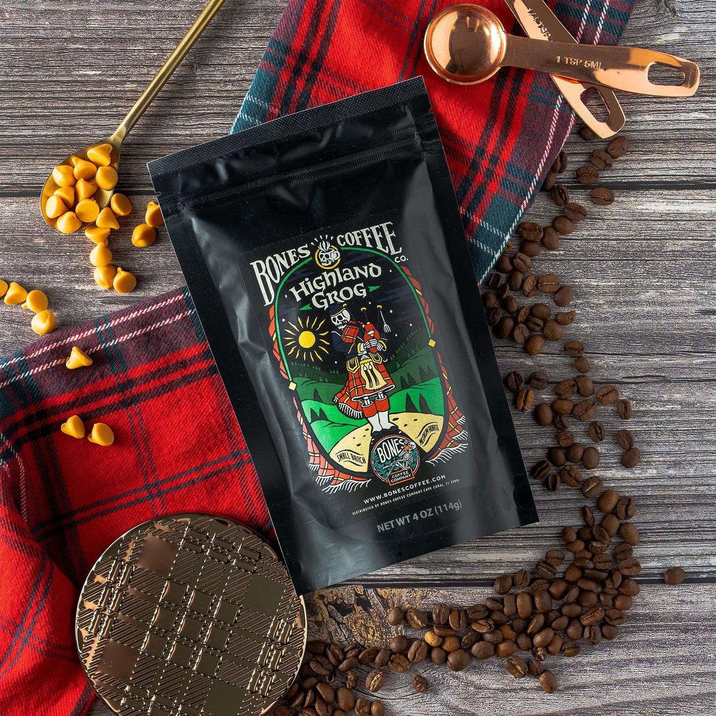 Bones Coffee Company NEW Flavors! Favorite Flavors Sample Pack | 4 oz Pack of 5 Assorted Whole Coffee Beans | Low Acid Medium Ro