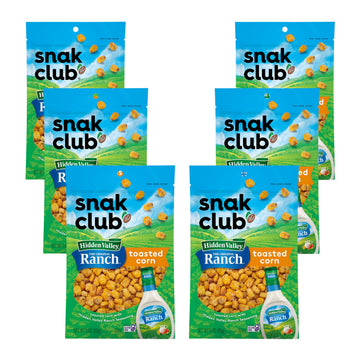 Snak Club Toasted Corn with Hidden Valley Ranch Seasoning, Roasted and Salted Corn Nuggets, Gluten-Free and Kosher Snack, 3 oz R