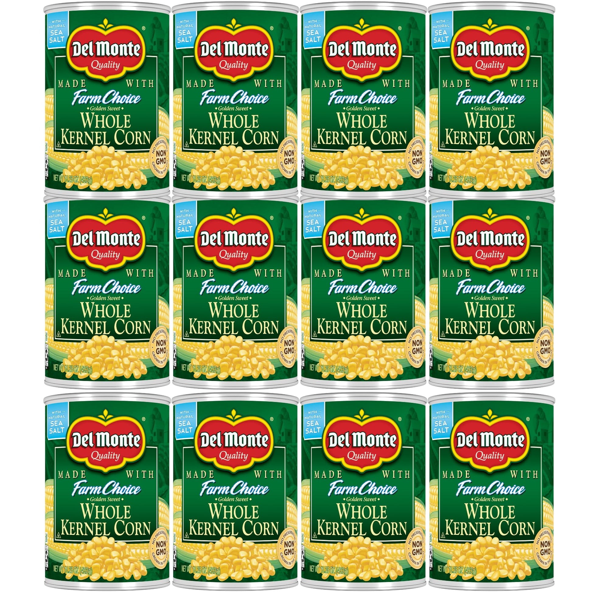 Del Monte Canned Fresh Cut Whole Golden Sweet Kernel Corn, 15.25 Ounce (Pack Of 12)