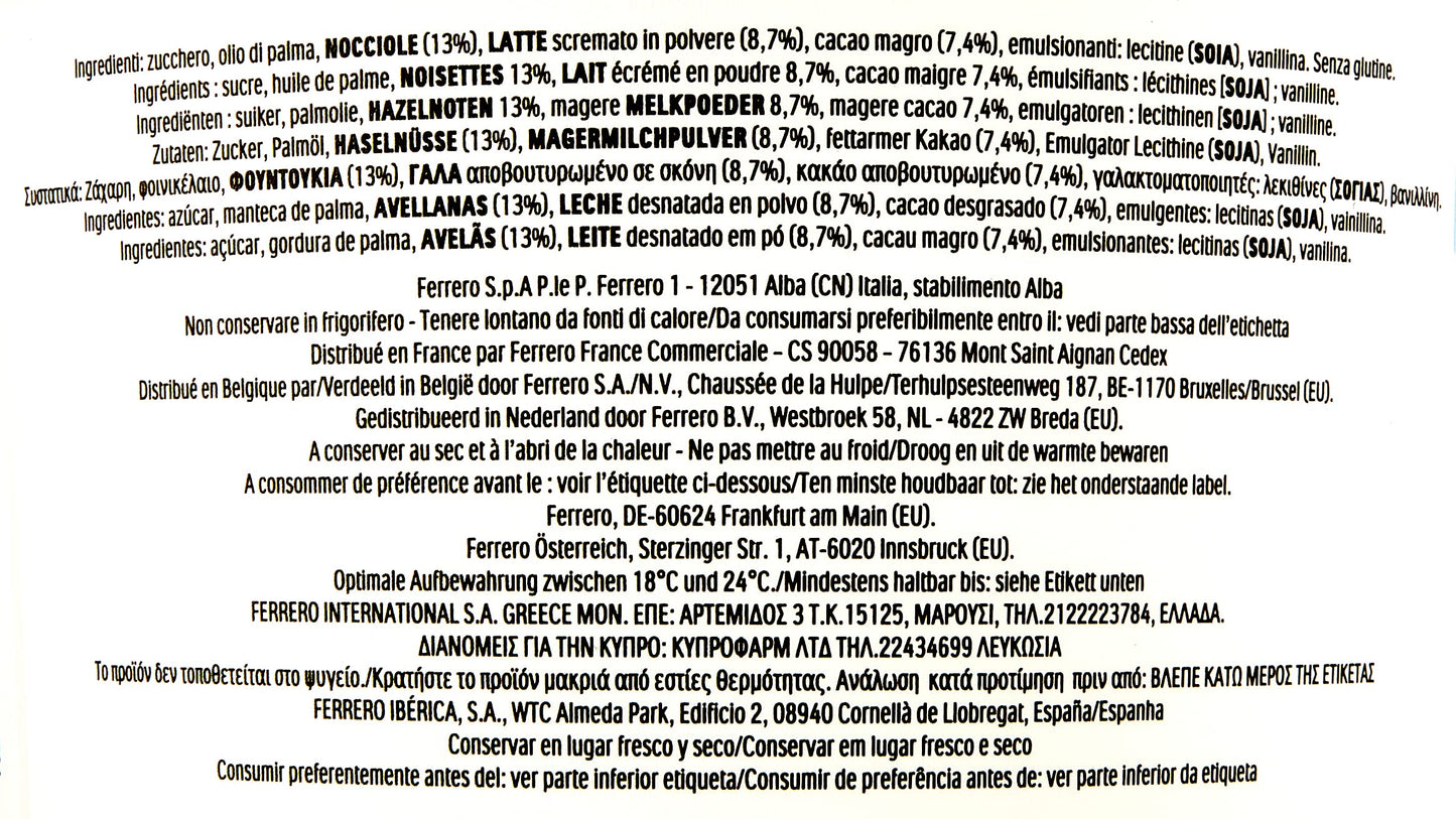 Ferrero Nutella Chocolate Hazelnut Spread 6.6 Lbs (3Kg) Tub [The Original Authentic Import From Italy]