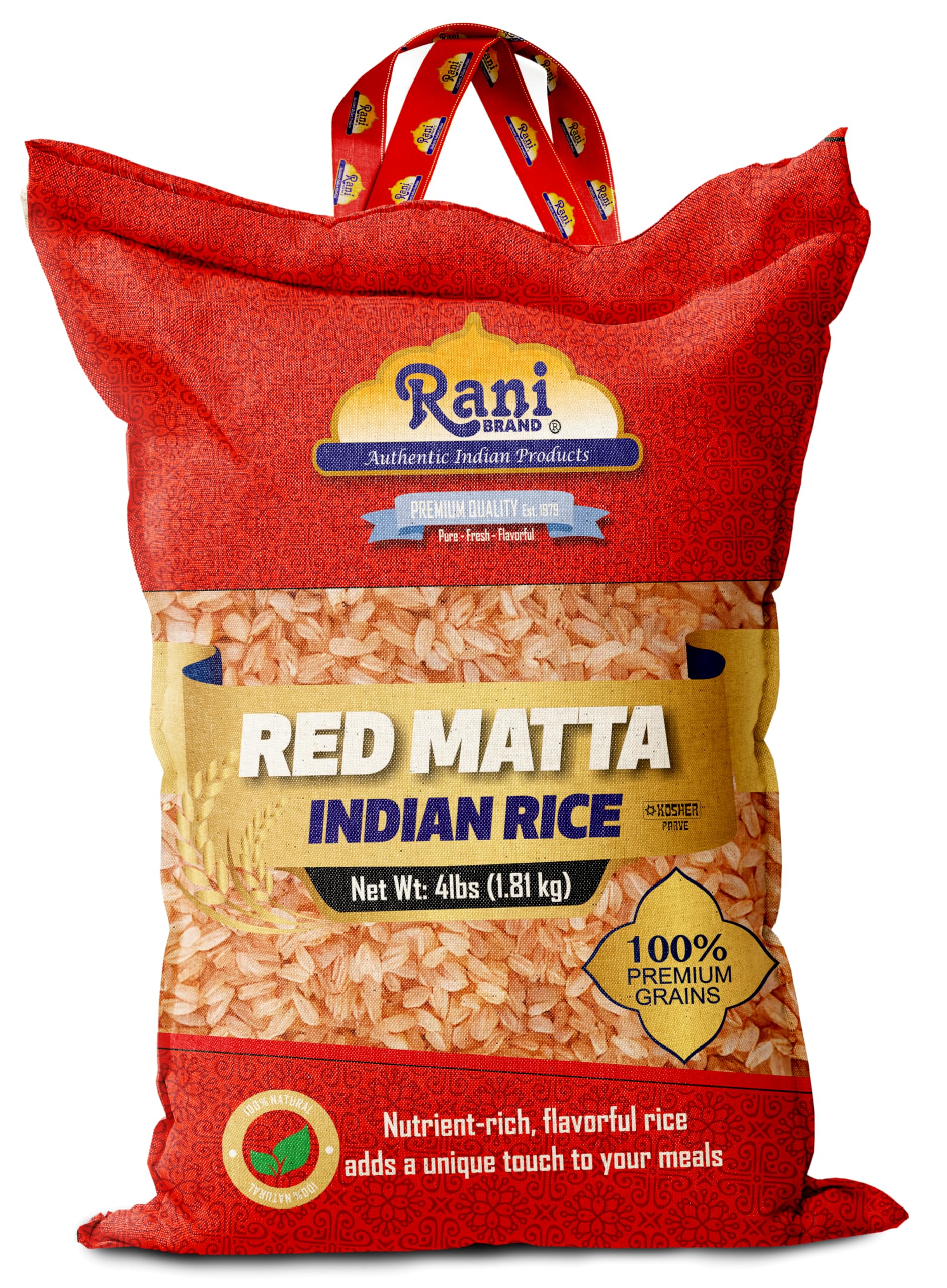 Rani Red Matta Indian Rice 64oz (4lbs) 1.81kg Cloth Bag ~ All Natural | Gluten Friendly | Vegan | Kosher | Export Quality | Indi
