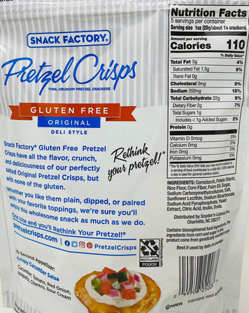 Pretzel Crisps Gluten Free Thin Crackers Crunchy Original Deli Style By Snack Factory Bundled With Kokobunch Kit | 2 PK - 5oz